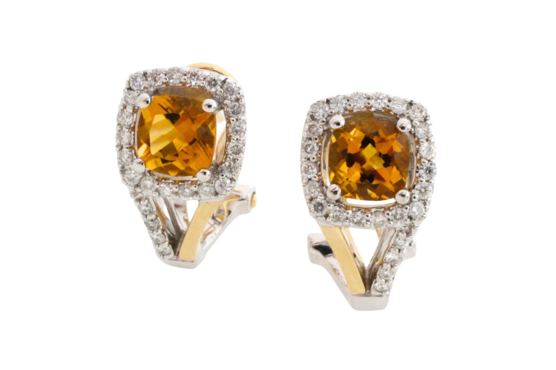 Citrine and diamond earrings-Earrings-The Antique Ring Shop
