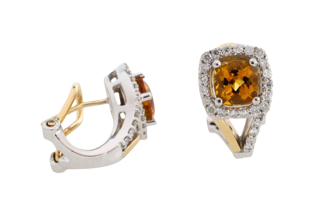 Citrine and diamond earrings-Earrings-The Antique Ring Shop