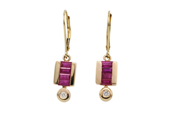 Ruby and diamond earrings in 14 carat gold-The Antique Ring Shop