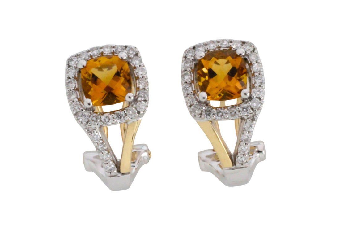 Citrine and diamond earrings-Earrings-The Antique Ring Shop