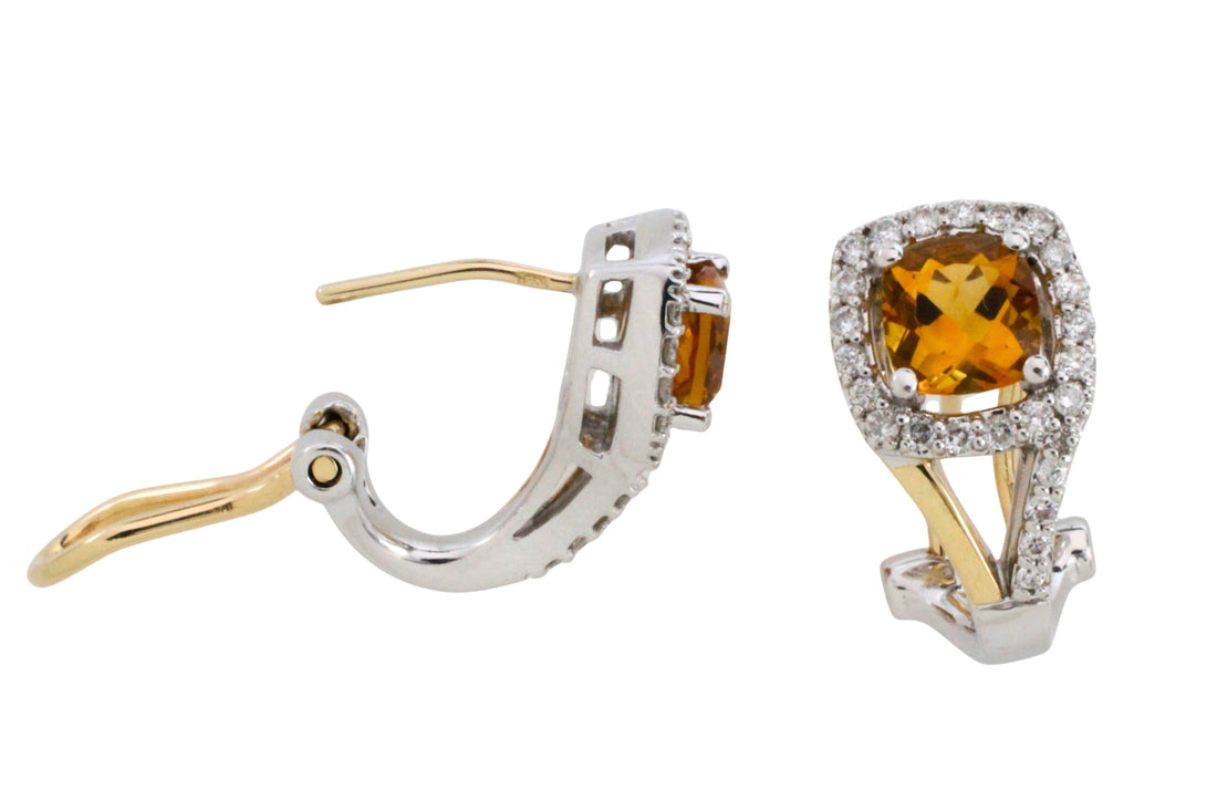 Citrine and diamond earrings-Earrings-The Antique Ring Shop