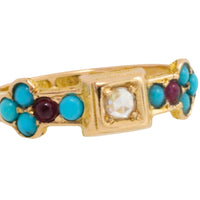 Victorian rose diamond, ruby and turquise ring from 1874