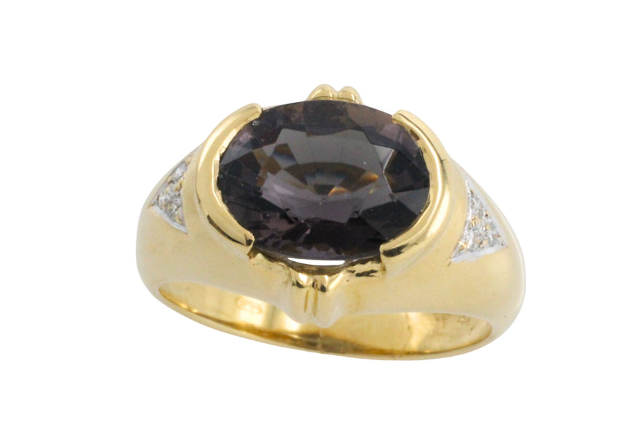 Tourmaline and diamond rig in 18 carat gold-Vintage Rings-The Antique Ring Shop