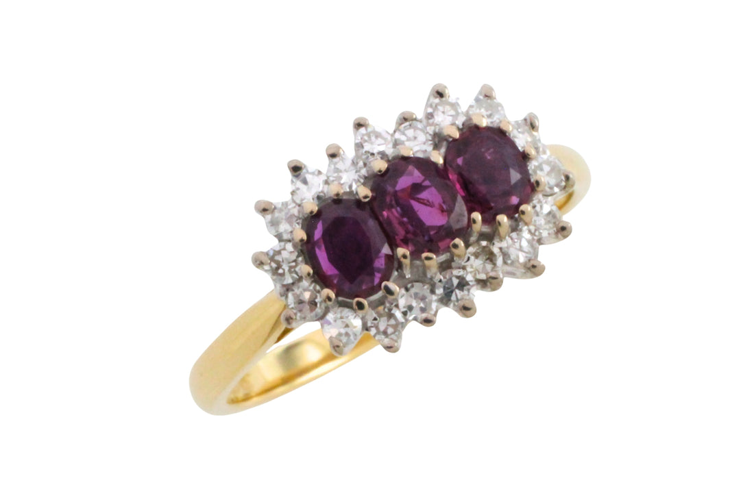 Vintage ruby and diamond ring in 18 carat gold