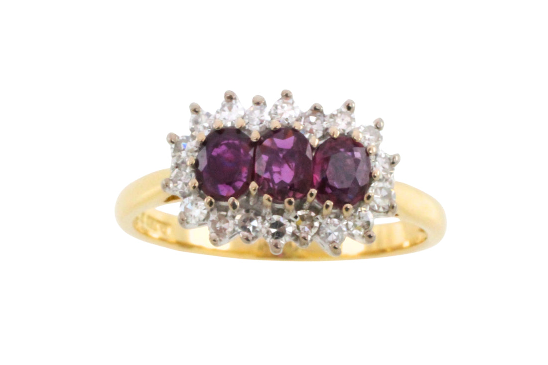 Vintage ruby and diamond ring in 18 carat gold