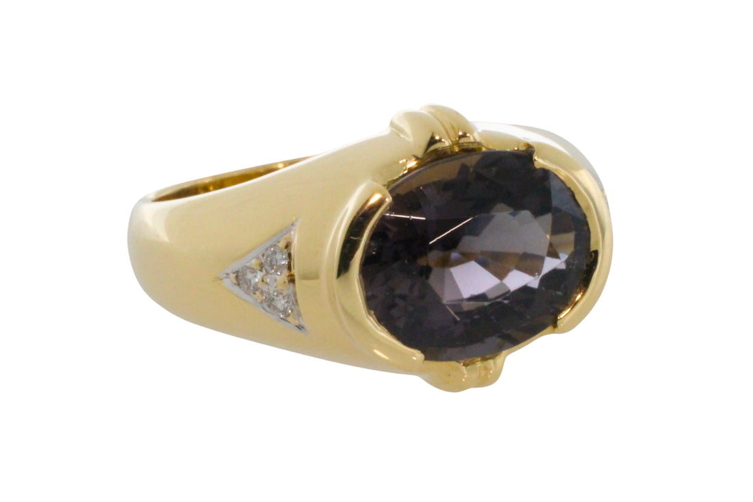Tourmaline and diamond rig in 18 carat gold-Vintage Rings-The Antique Ring Shop