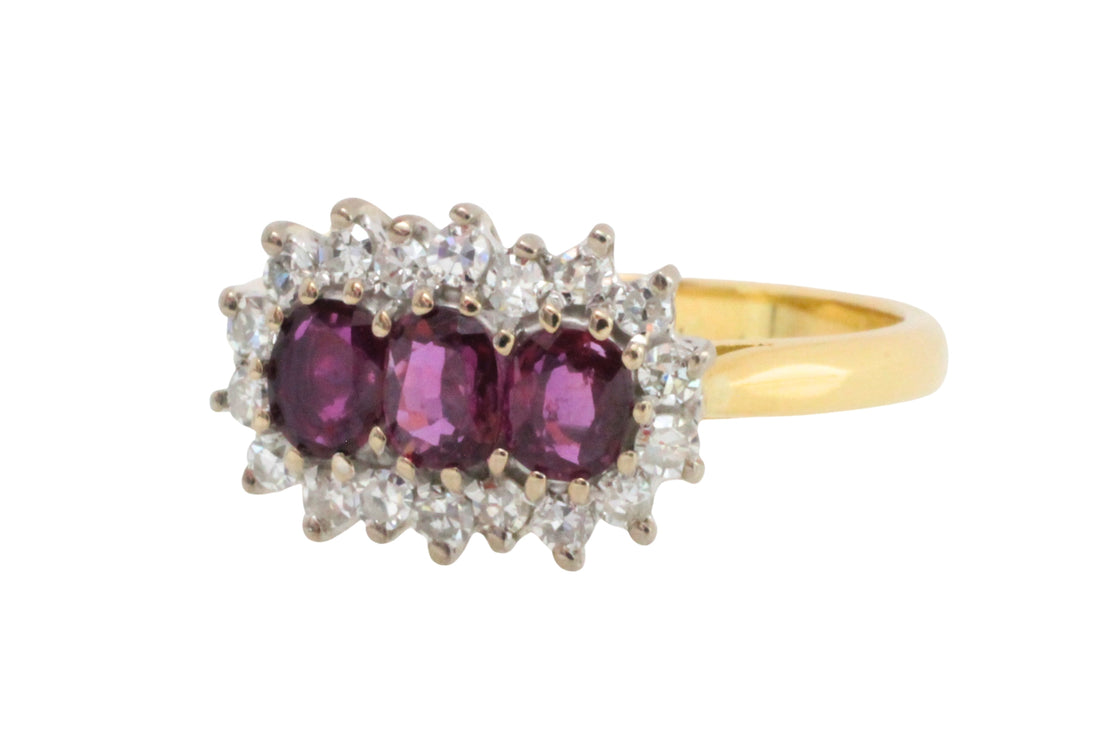 Vintage ruby and diamond ring in 18 carat gold