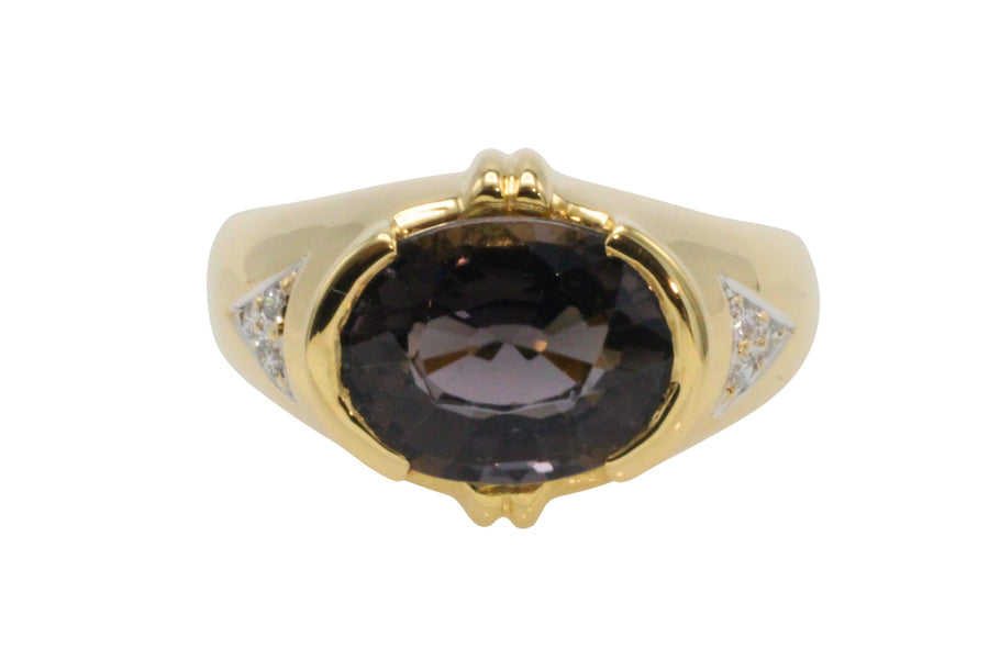 Tourmaline and diamond rig in 18 carat gold-Vintage Rings-The Antique Ring Shop