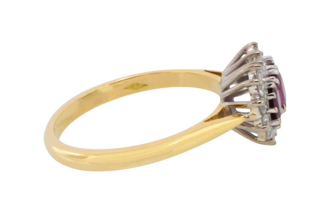 Vintage ruby and diamond ring in 18 carat gold