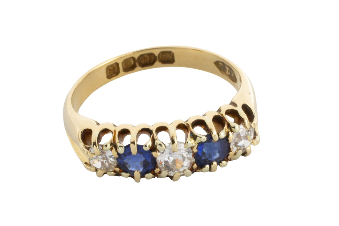Sapphire and old cut diamond ring from 1896-Antique rings-The Antique Ring Shop