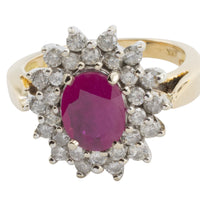 Ruby and diamond ring in 18 carat gold-vintage rings-The Antique Ring Shop