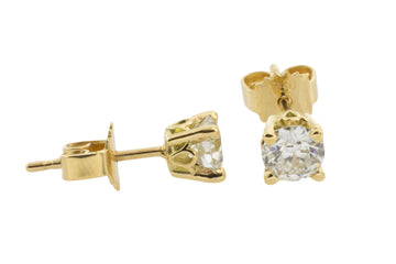 Old cut diamond studs in 18 carat gold-engagement rings-The Antique Ring Shop
