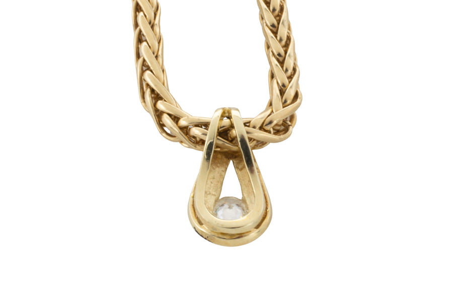 14 carat gold diamond penadant and chain-Pendants-The Antique Ring Shop