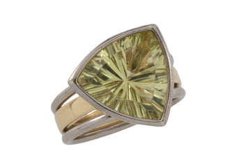 lemon quartz ring in white and yellow gold-vintage rings-The Antique Ring Shop