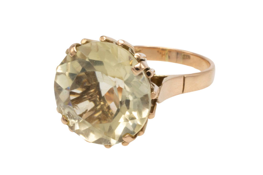 Lemon quartz ring in 14 carat gold-Vintage rings-The Antique Ring Shop