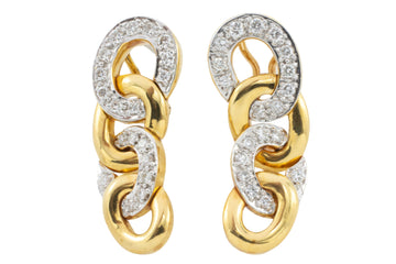 Diamond pendant earrings in 18 carat gold-Earrings-The Antique Ring Shop