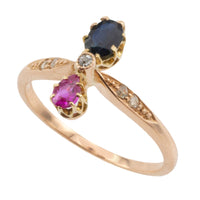 Ruby, sapphire and rose diamond ring from 1904-Antique rings-The Antique Ring Shop