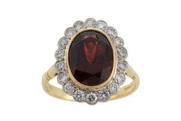 Vintage 18 carat garnet and diamond ring-Vintage Rings-The Antique Ring Shop