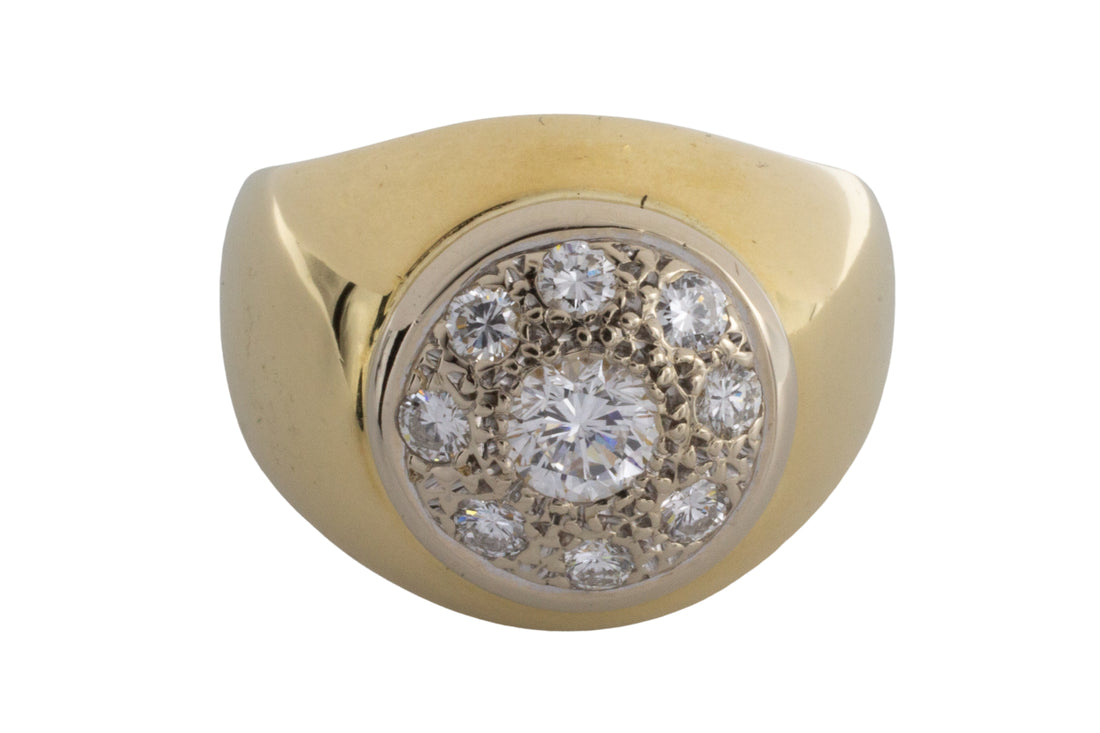 18 carat white and yellow gold diamond ring-vintage rings-The Antique Ring Shop