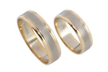 Set of 14 carat white and yellow gold wedding bands-wedding rings-The Antique Ring Shop