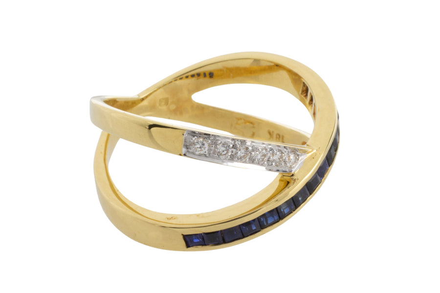 Sapphire and diamond ring in 18 carat gold-vintage rings-The Antique Ring Shop