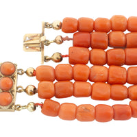Three strand coral collier with 14 carat gold clasp-Necklaces-The Antique Ring Shop