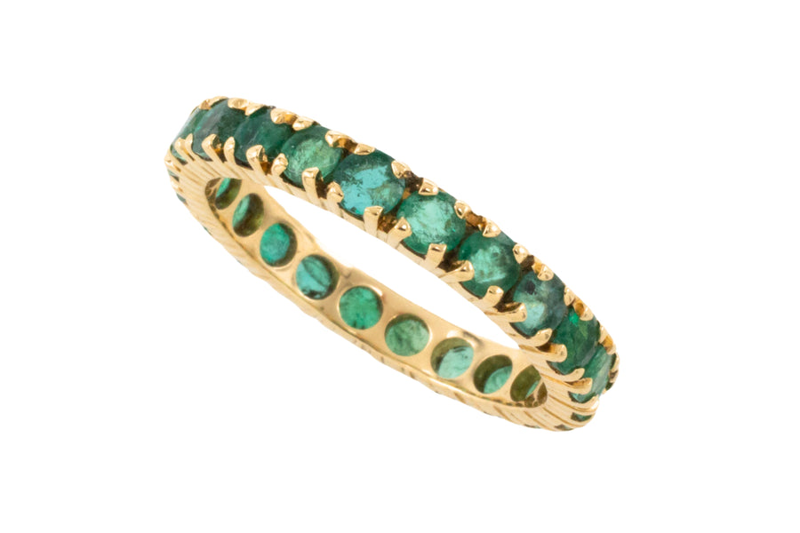 18 carat gold emerald eternity band-Vintage Rings-The Antique Ring Shop