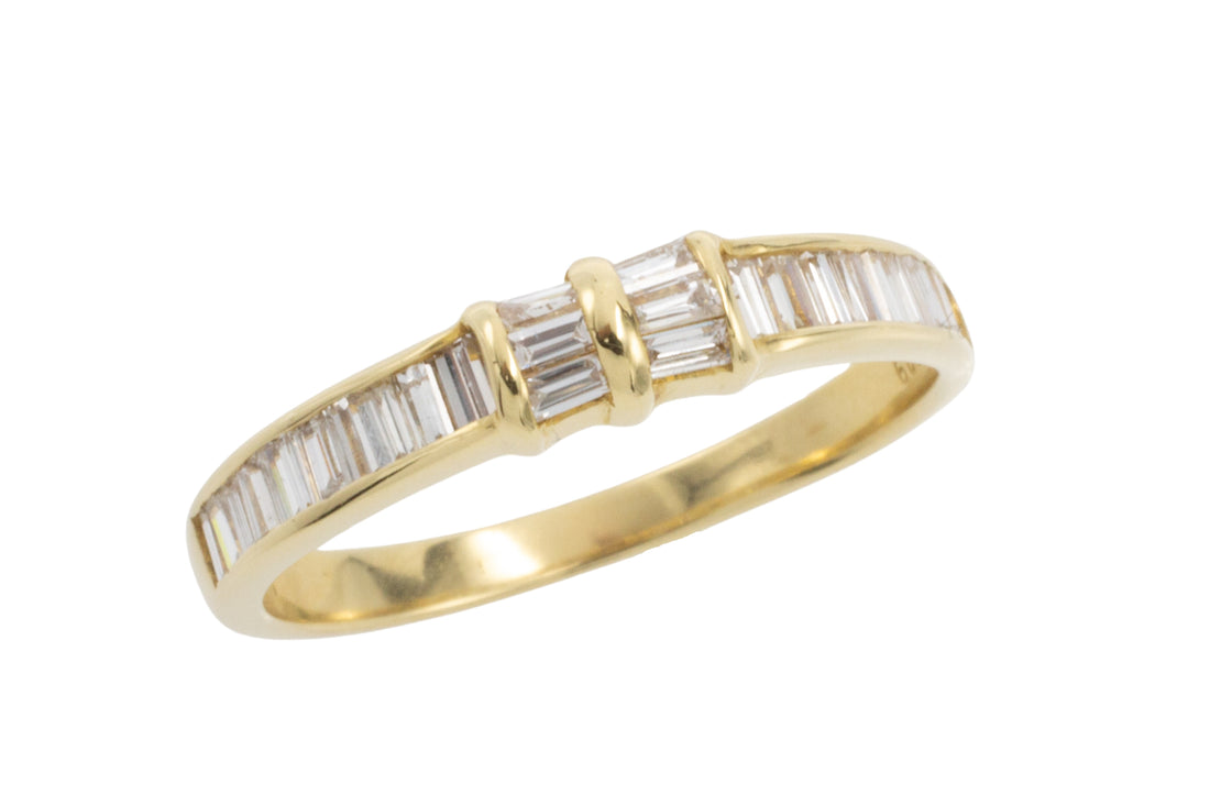 Baguette cut diamond ring in 18 carat gold-wedding rings-The Antique Ring Shop