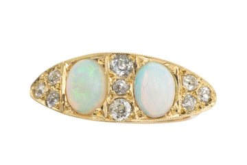 Victorian opal and old cut diamond ring-Antique rings-The Antique Ring Shop
