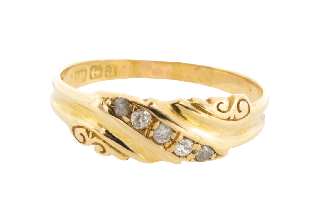 Five stone old cut diamond ring from 1900-Antique rings-The Antique Ring Shop