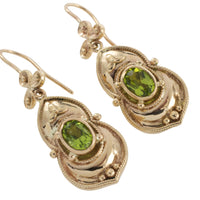 Peridot pendant earrings in 15 carat gold-Earrings-The Antique Ring Shop