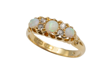Opal and old cut diamond ring from 1896-Antique rings-The Antique Ring Shop