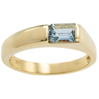 14 carat gold ring with aquamarine stone-Vintage Rings-The Antique Ring Shop