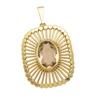 Vintage smoked quartz pendant in 14 carat gold-Pendants-The Antique Ring Shop