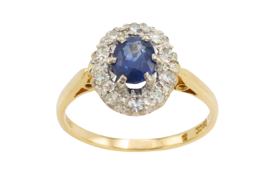 Vintage ceylon sapphire and diamond ring-engagement rings-The Antique Ring Shop