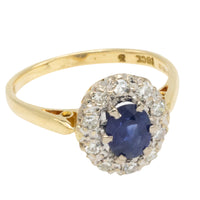 Vintage ceylon sapphire and diamond ring-engagement rings-The Antique Ring Shop