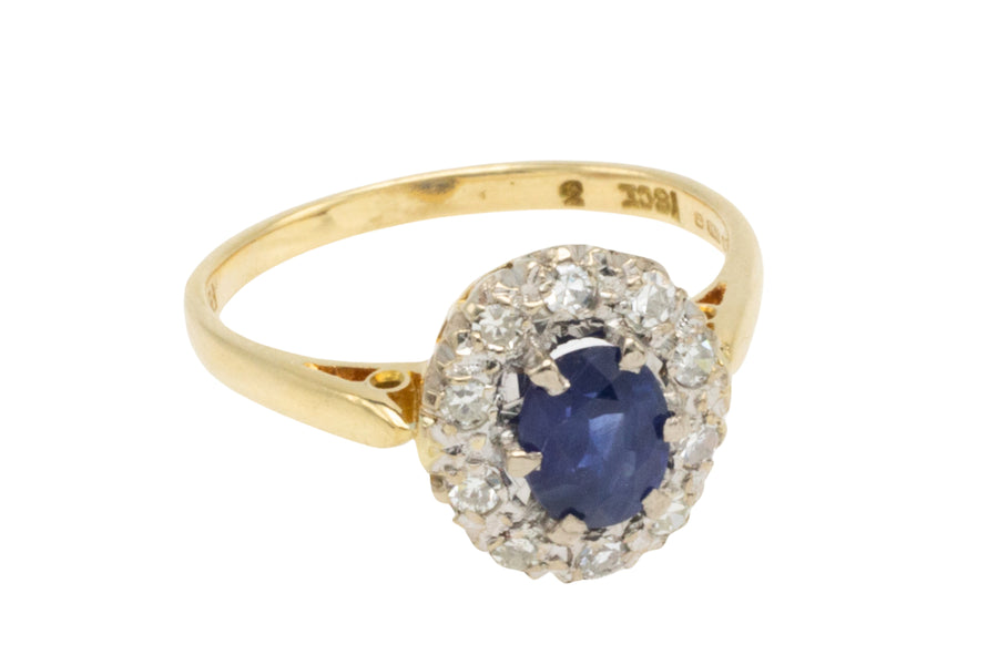 Vintage ceylon sapphire and diamond ring-engagement rings-The Antique Ring Shop