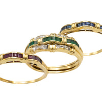 Ruby, emerald, sapphire and diamond interchangable ring-Vintage Rings-The Antique Ring Shop