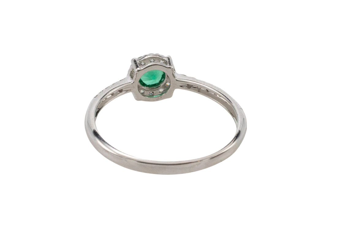 18 carat white gold ring with tourmaline and diamonds-engagement rings-The Antique Ring Shop