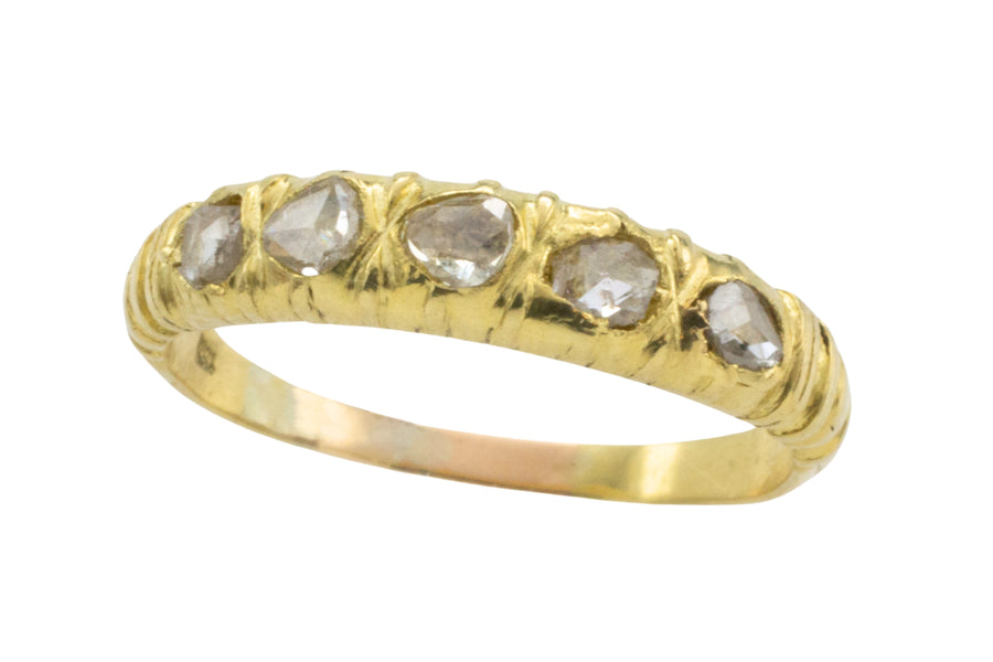 Five stone rose diamond ring in 18 carat gold-Antique rings-The Antique Ring Shop