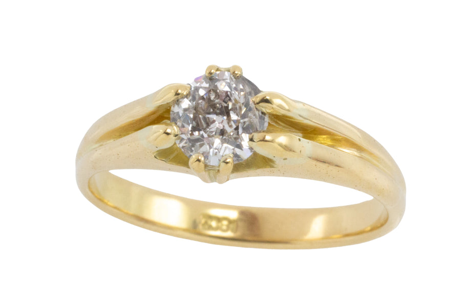 Old mine cut diamond solitaire ring-Antique rings-The Antique Ring Shop