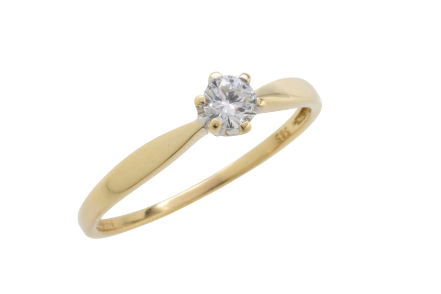 Diamond solitaire ring in 14 carat gold-engagement rings-The Antique Ring Shop
