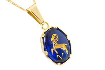 Aries zodiac pendant and chain-Pendants-The Antique Ring Shop
