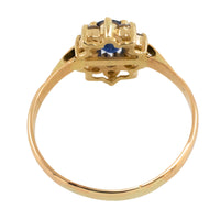 Vintage sapphire and diamond cluster ring in 18 carat gold-engagement rings-The Antique Ring Shop