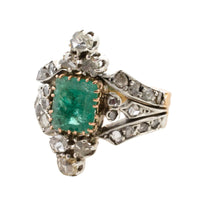 Antique emerald and rose diamond ring-Antique rings-The Antique Ring Shop