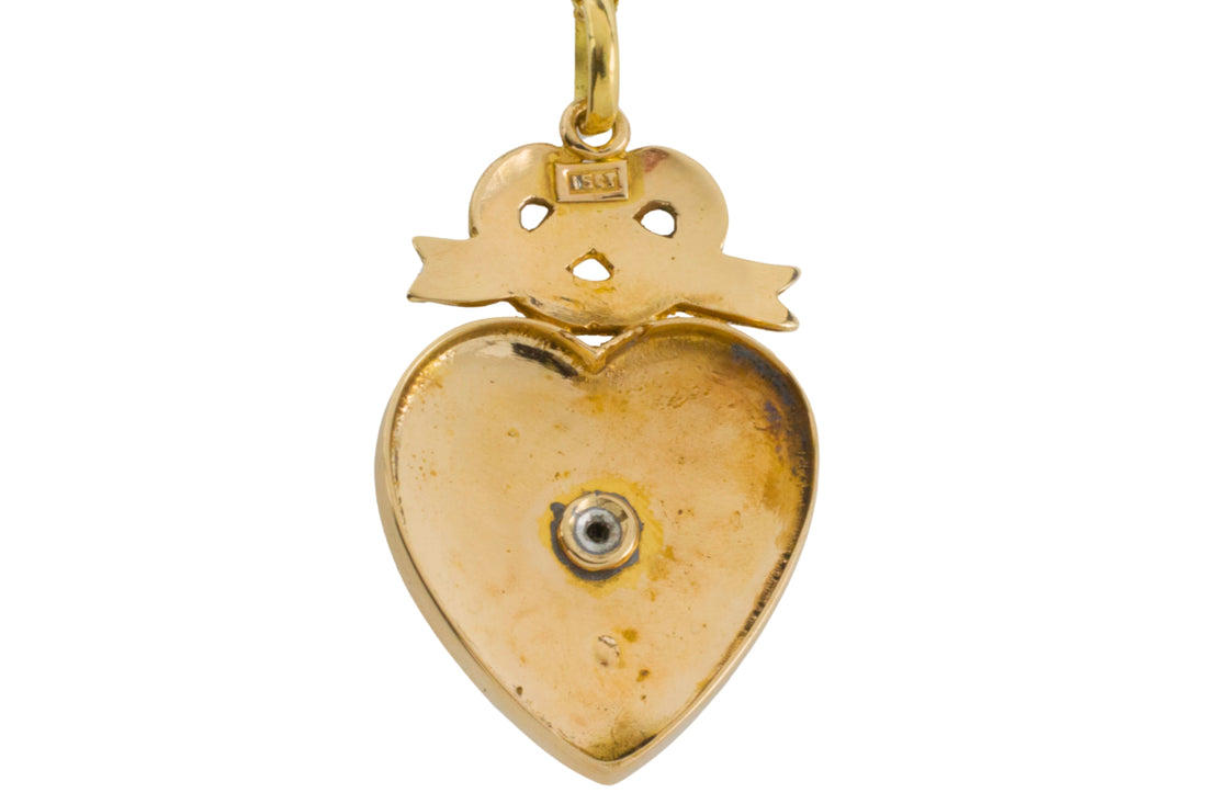 Victorian peridot and pearl pendant and chain-Pendants-The Antique Ring Shop