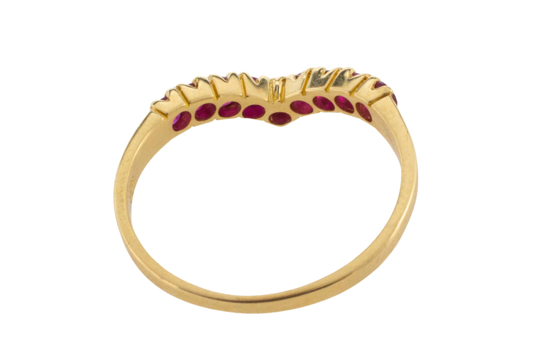 Ruby wish bone ring in 18 carat gold-Vintage Rings-The Antique Ring Shop