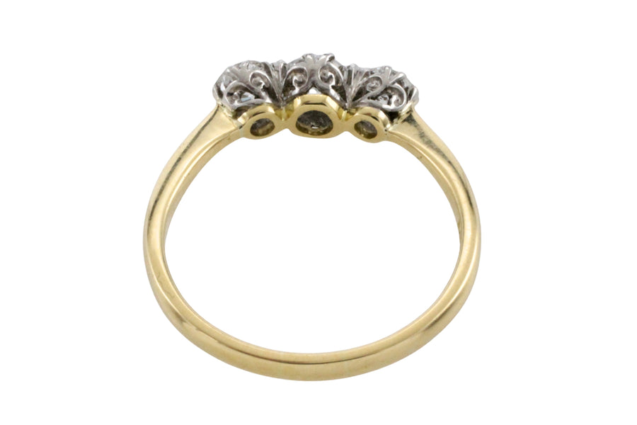 Three stone diamond ring in 18 carat gold-engagement rings-The Antique Ring Shop