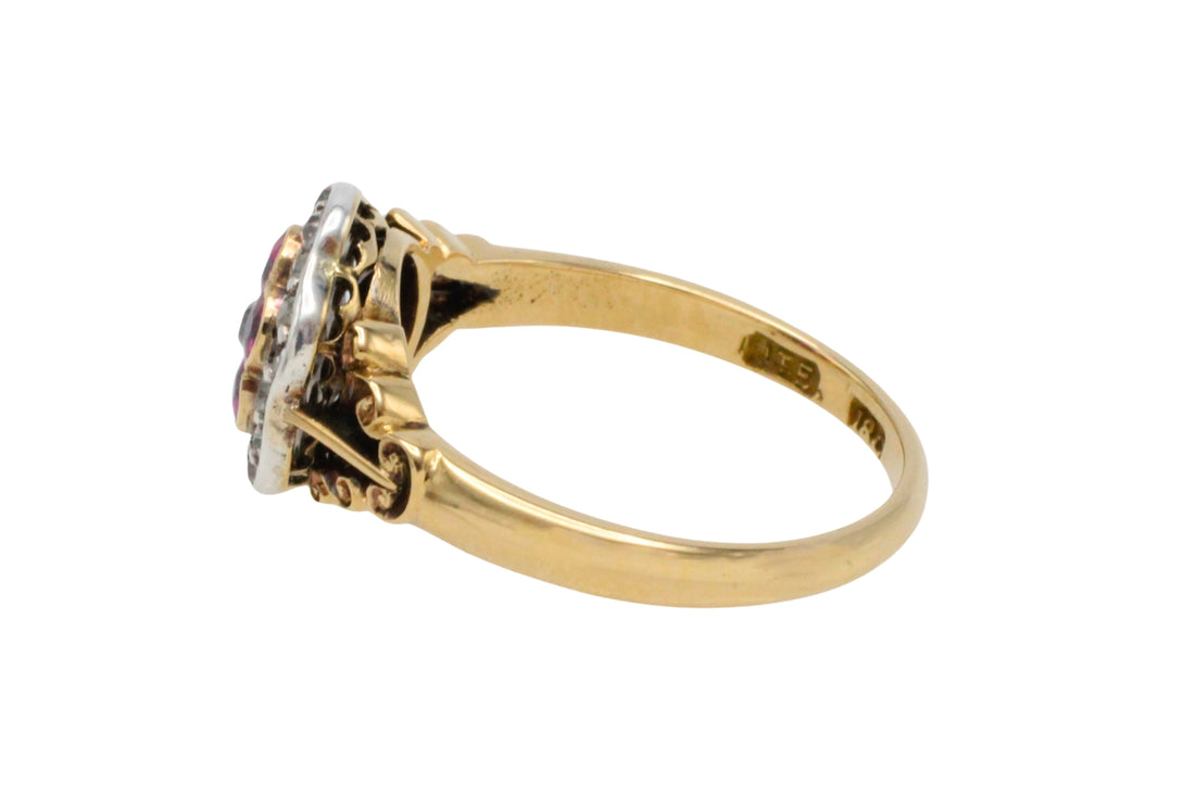 Edwardian old European cut diamond and ruby ring-The Antique Ring Shop