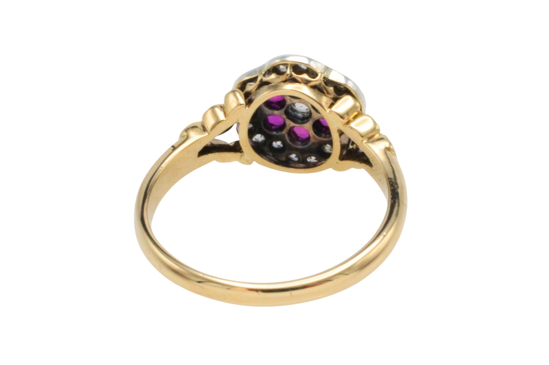 Edwardian old European cut diamond and ruby ring-The Antique Ring Shop